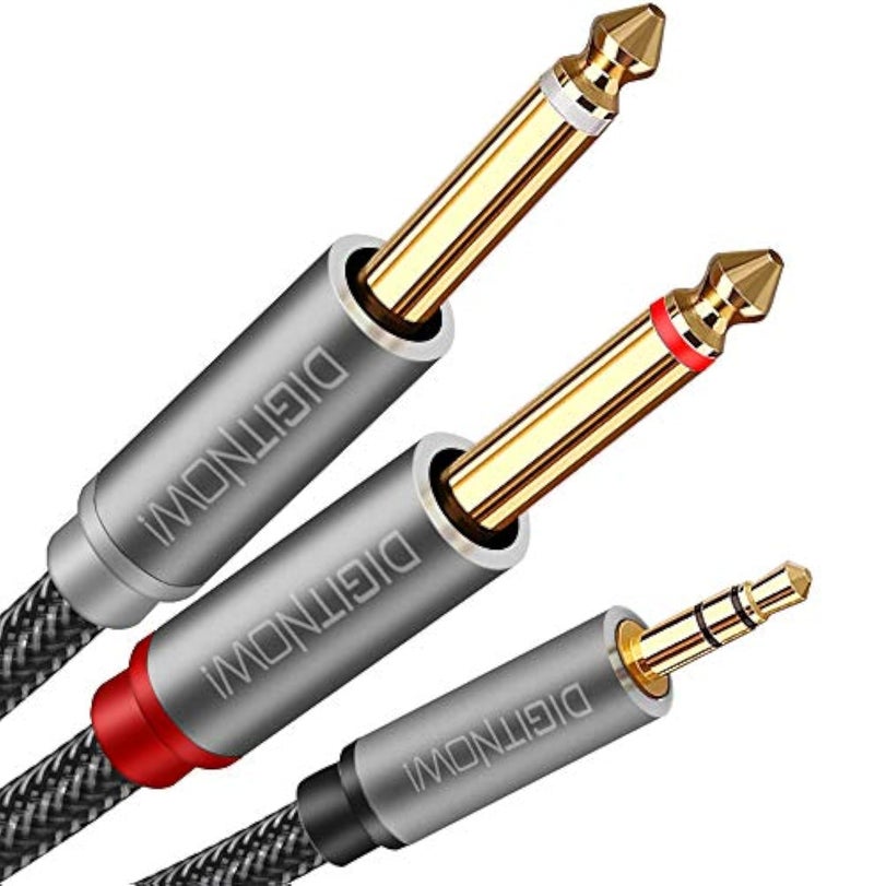 DIGITNOW 3.5mm 1/8" TRS to Dual 6.35mm 1/4" TS Mono Stereo Y-Cable Splitter Cord for Smartphone, Computer, CD Player, Speakers and Home Systems Amplifier, 3.3Ft - Image 1